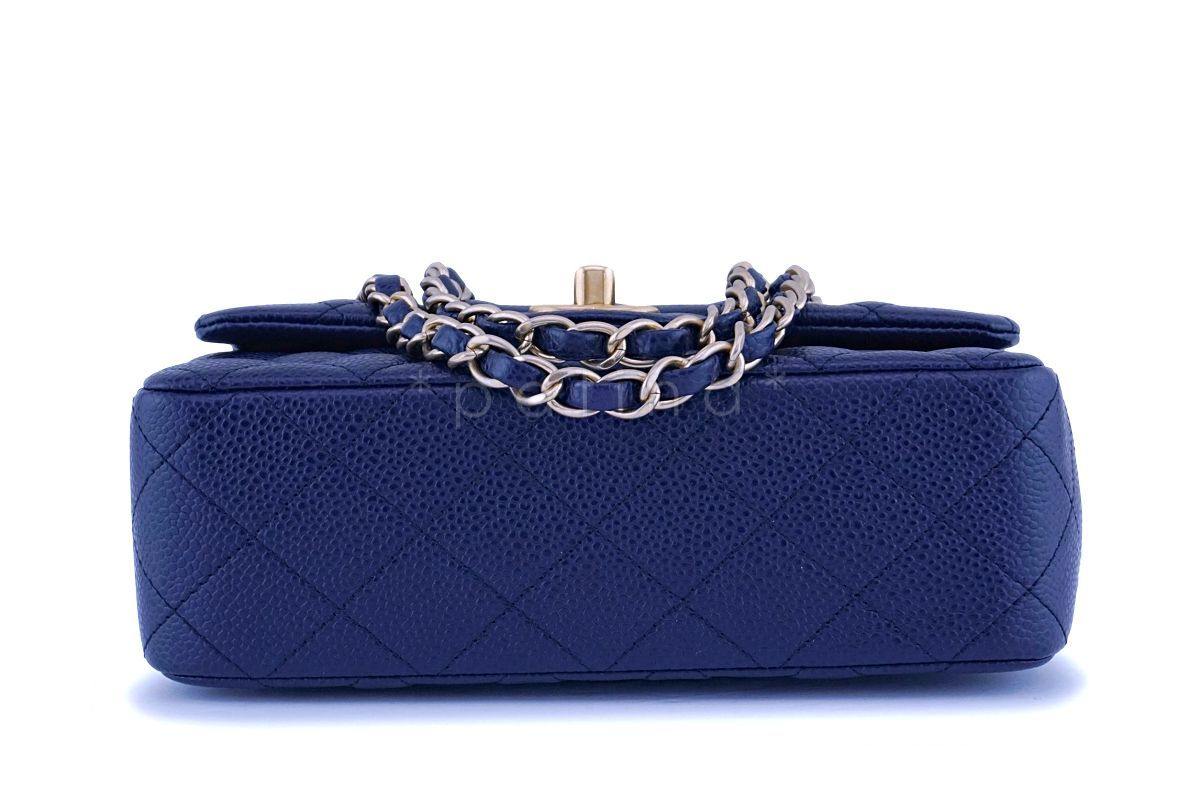 Chanel Navy Blue Caviar Rectangular Mini Classic Flap Bag GHW - Image 6