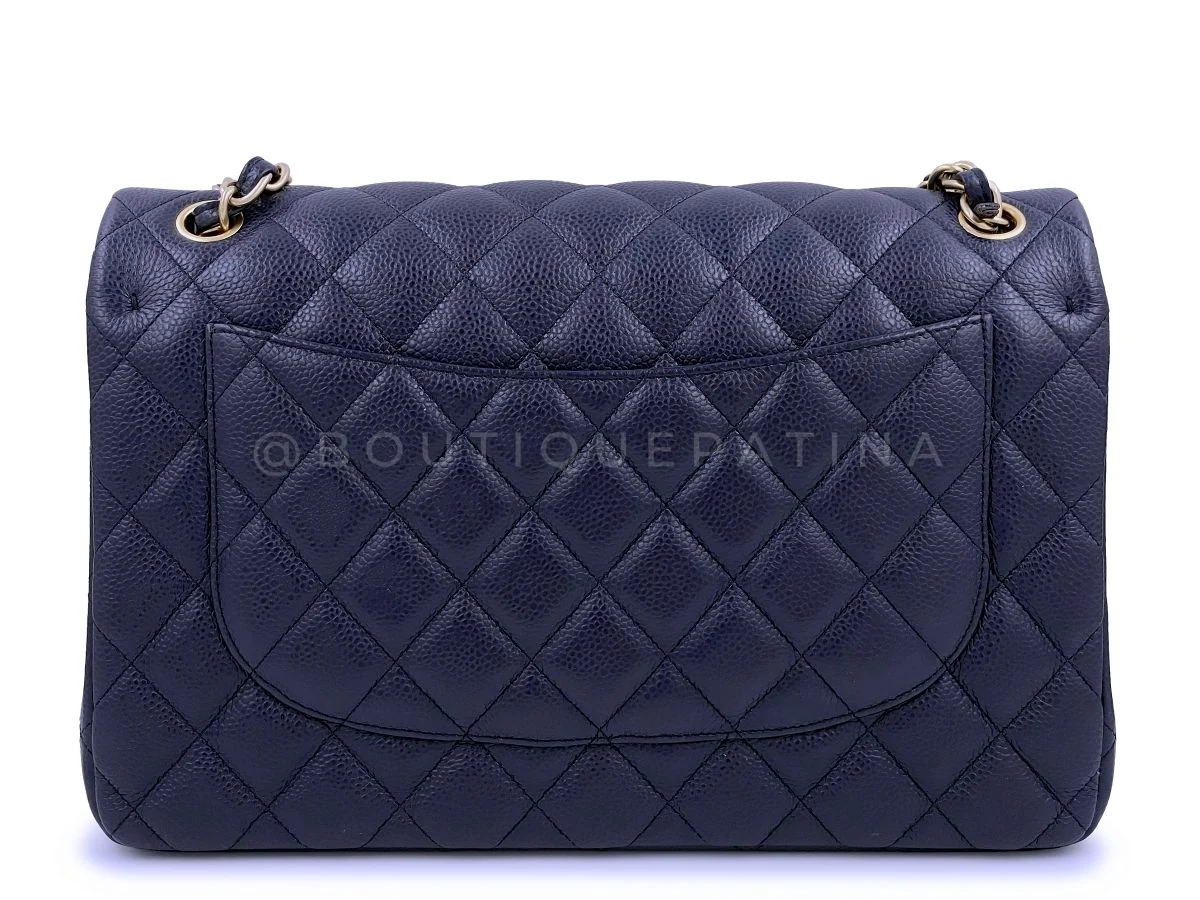 Chanel Navy Caviar Jumbo Classic Double Flap Bag GHW 16C Blue - Image 5