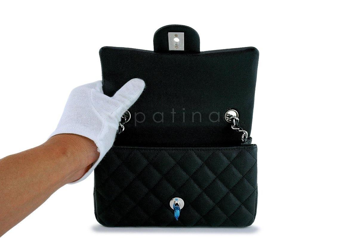 Chanel New 18B Black Caviar Rectangular Mini Flap Bag SHW - Image 9