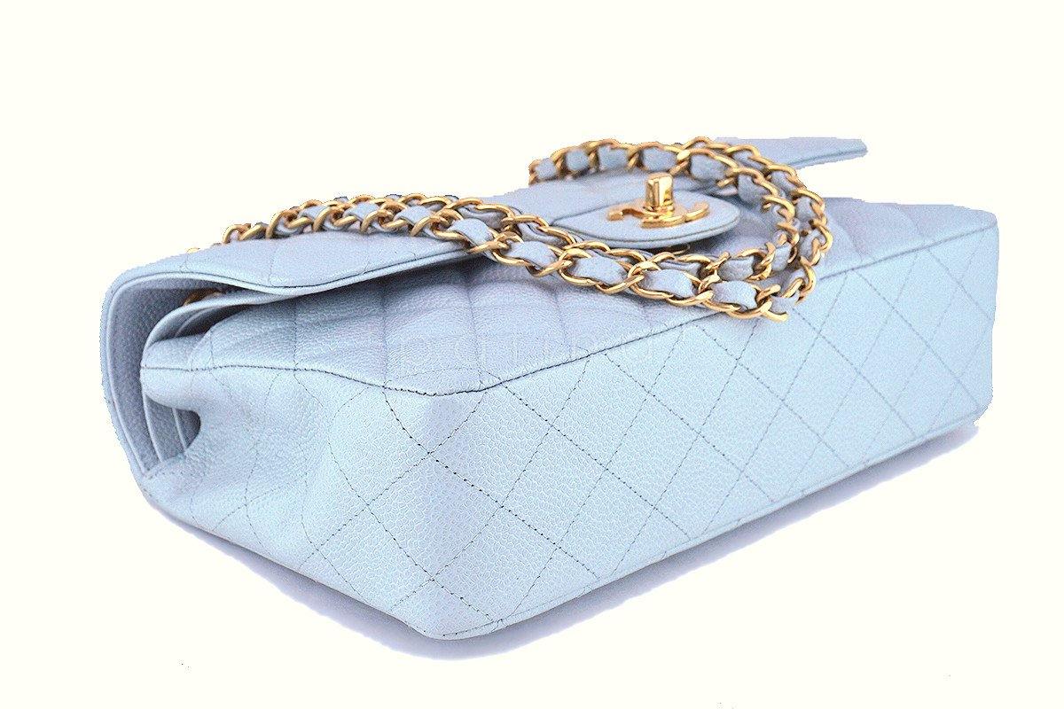 Chanel Pale Blue Caviar Medium Classic 2.55 Double Flap Bag GHW SWU - Image 7