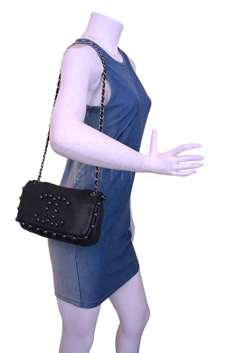 Chanel Pearl Obsession Black Jeweled Flap Bag SHW - Image 14