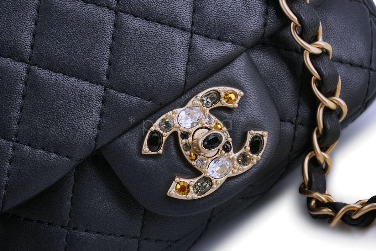 Chanel Pearly Black Precious Jewel Crystals Square Mini Classic Jeweled Flap Bag - Image 7
