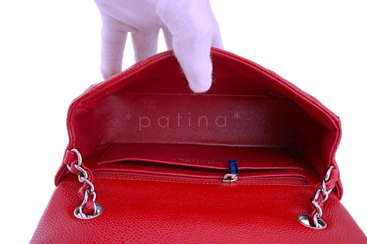 Chanel Pearly Red Caviar Rectangular Mini Classic Flap Bag SHW - Image 10