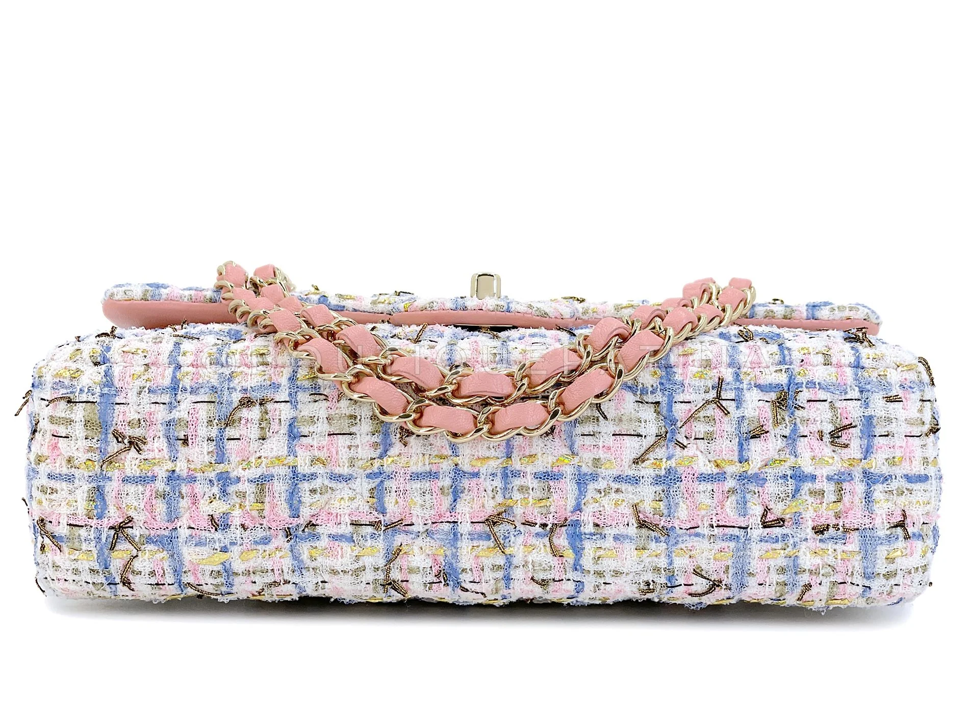 Chanel Pink Boucle Tweed Medium Classic Double Flap Bag 19C GHW HQ0 - Image 6
