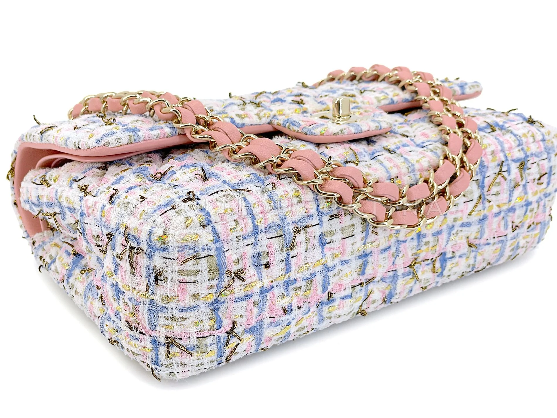 Chanel Pink Boucle Tweed Medium Classic Double Flap Bag 19C GHW HQ0 - Image 7