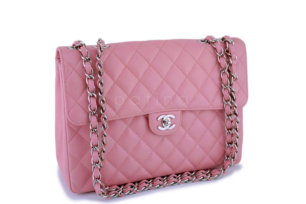 Chanel Pink Caviar Jumbo Quilted Classic 2.55 Flap Bag SHW - Image 2