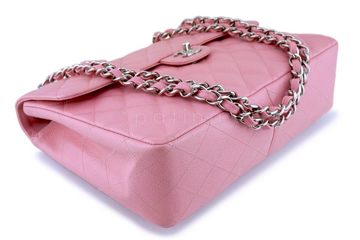 Chanel Pink Caviar Jumbo Quilted Classic 2.55 Flap Bag SHW - Image 8