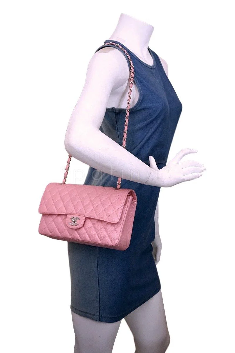 Chanel Pink Caviar Medium Classic Double Flap Bag SHW - Image 15