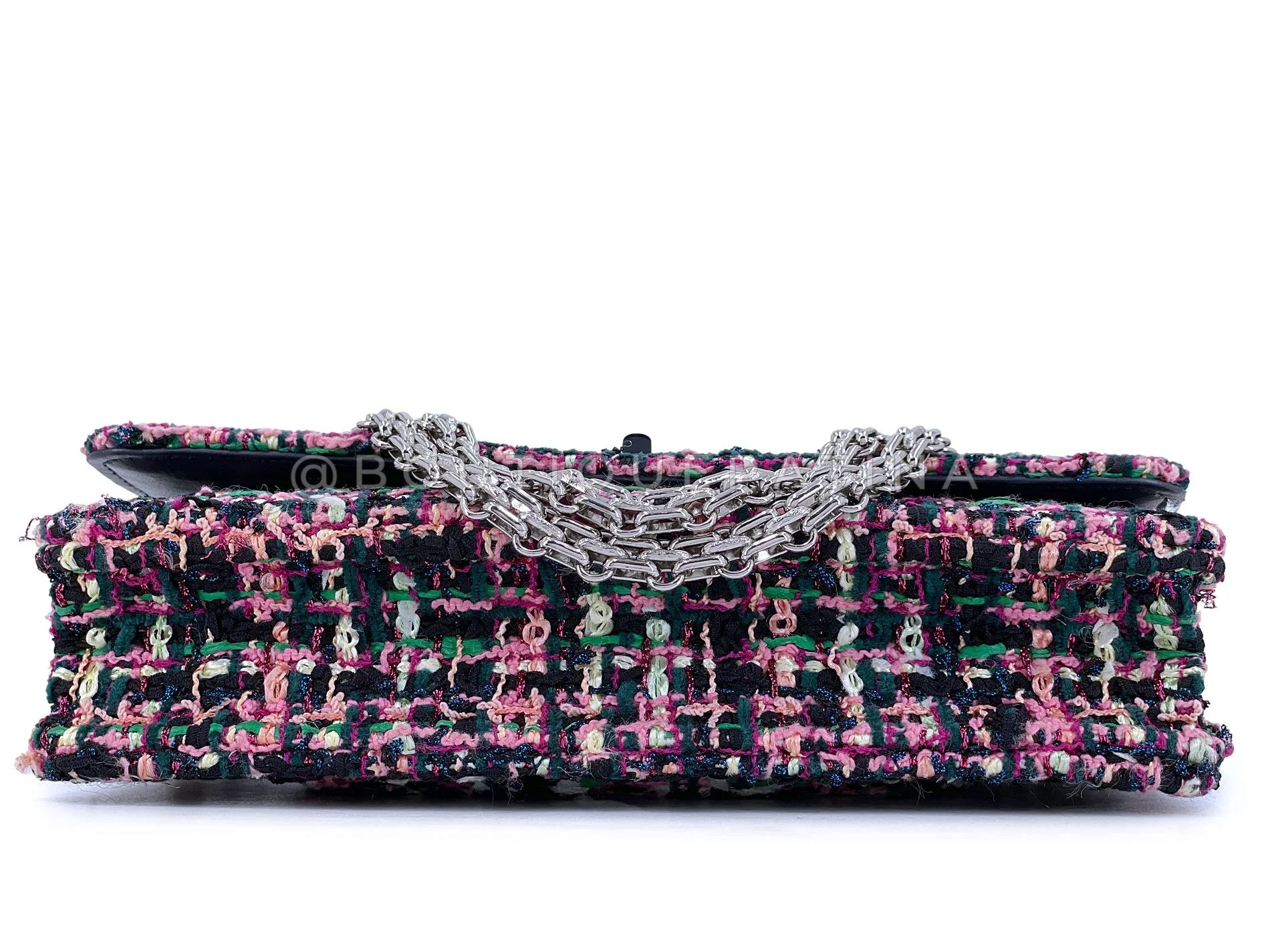 Chanel Pink Green Tweed 2.55 Reissue Wallet on Chain WOC Bag SHW AV4 - Image 6