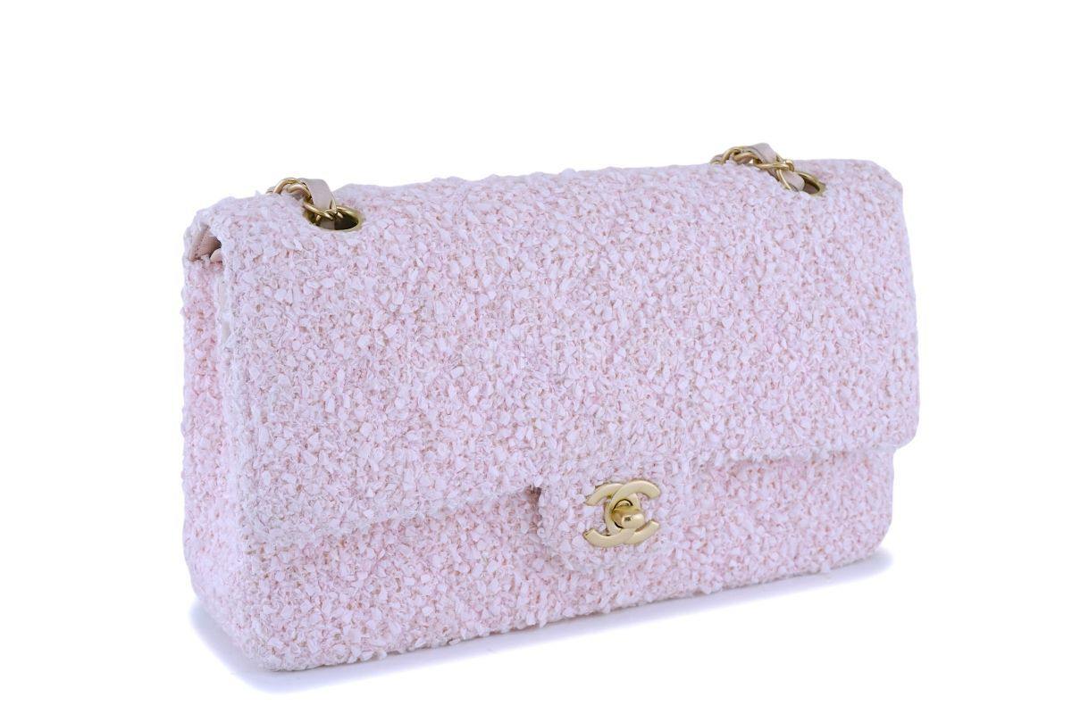 Chanel Pink Tweed Medium Classic Double Flap Bag GHW - Image 3
