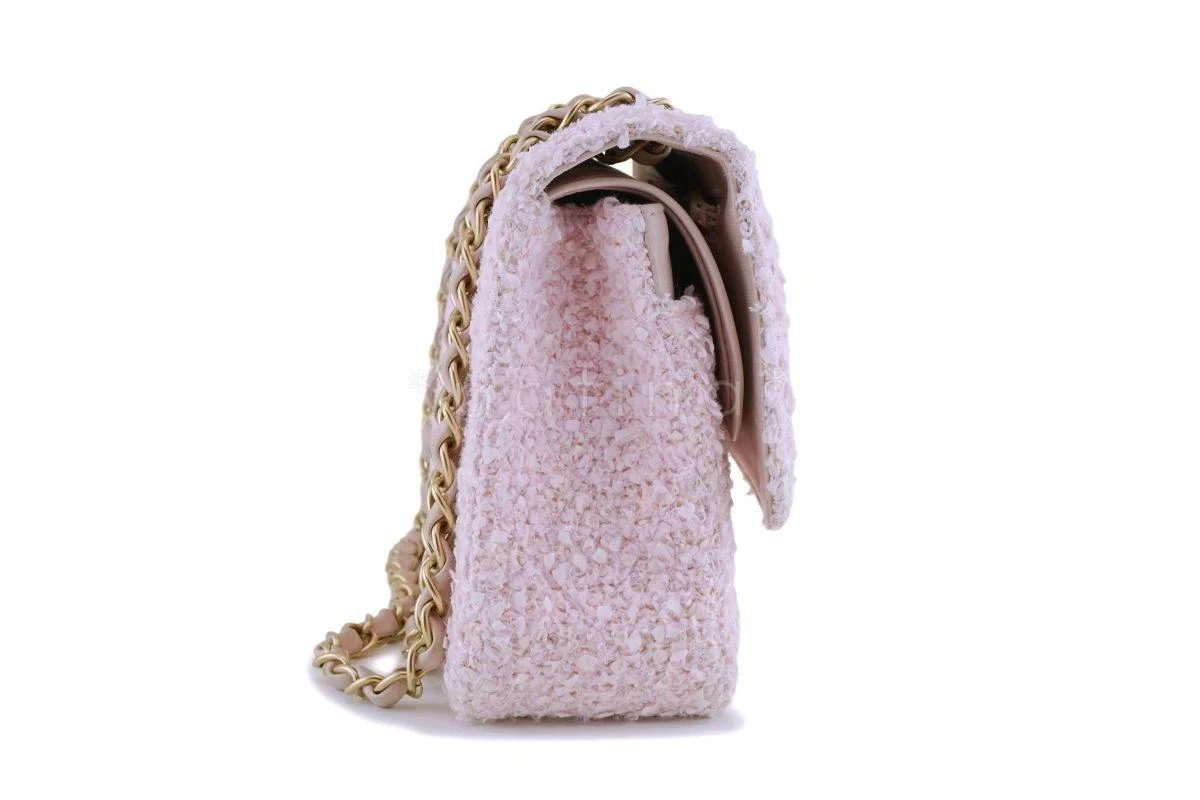 Chanel Pink Tweed Medium Classic Double Flap Bag GHW - Image 4