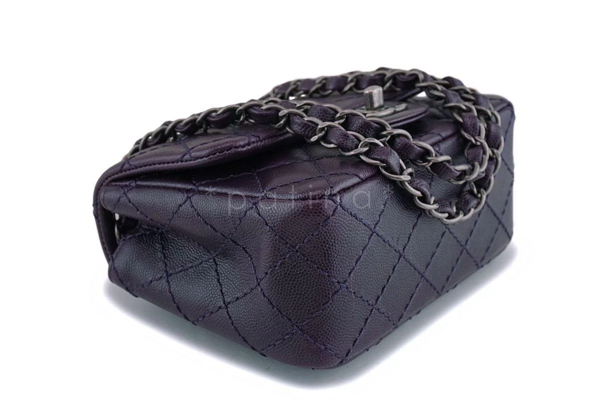 Chanel Purple Caviar Square Mini Classic Flap Bag RHW IF1 - Image 7