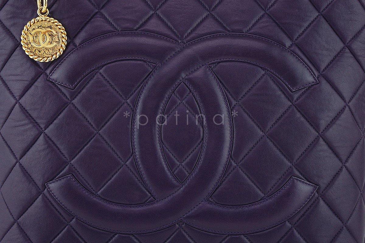 Chanel Purple Luxe Lambskin Quilted Medallion Shopper Tote Bag W90 - Image 7