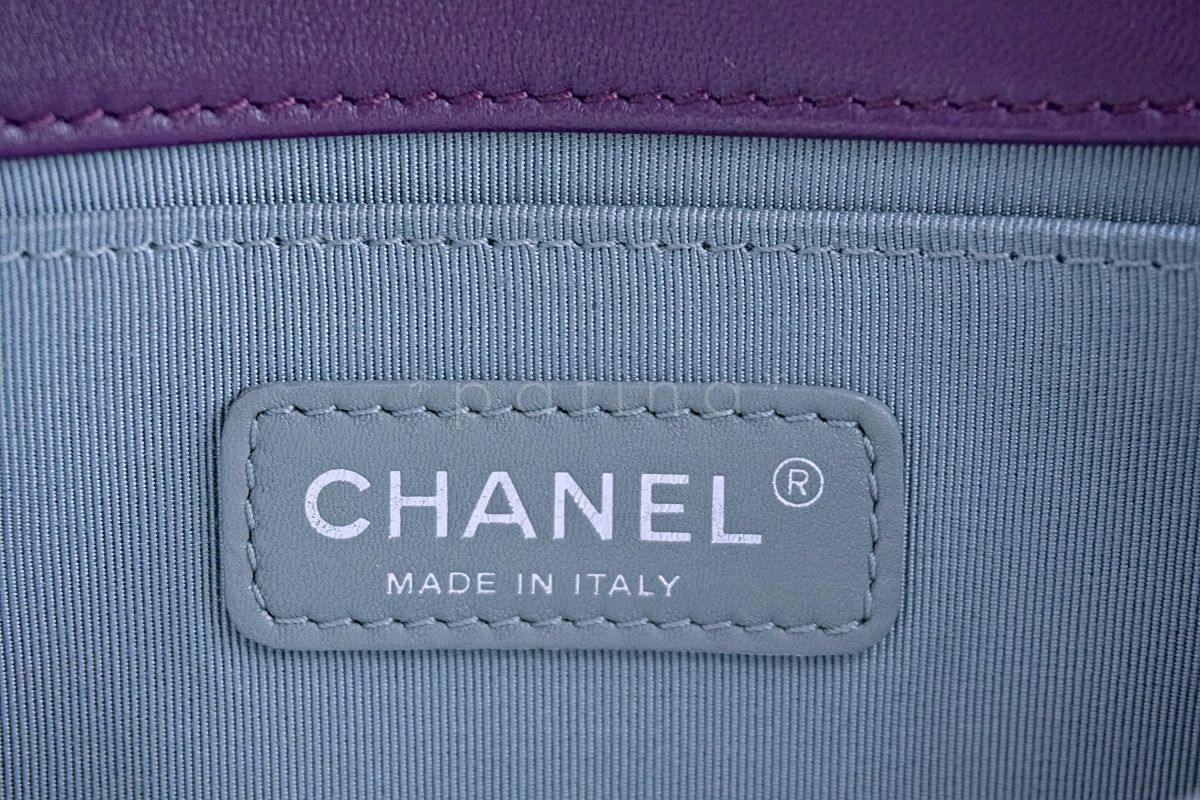 Chanel Purple Velvet Small Classic Boy Flap Bag RHW - Image 12