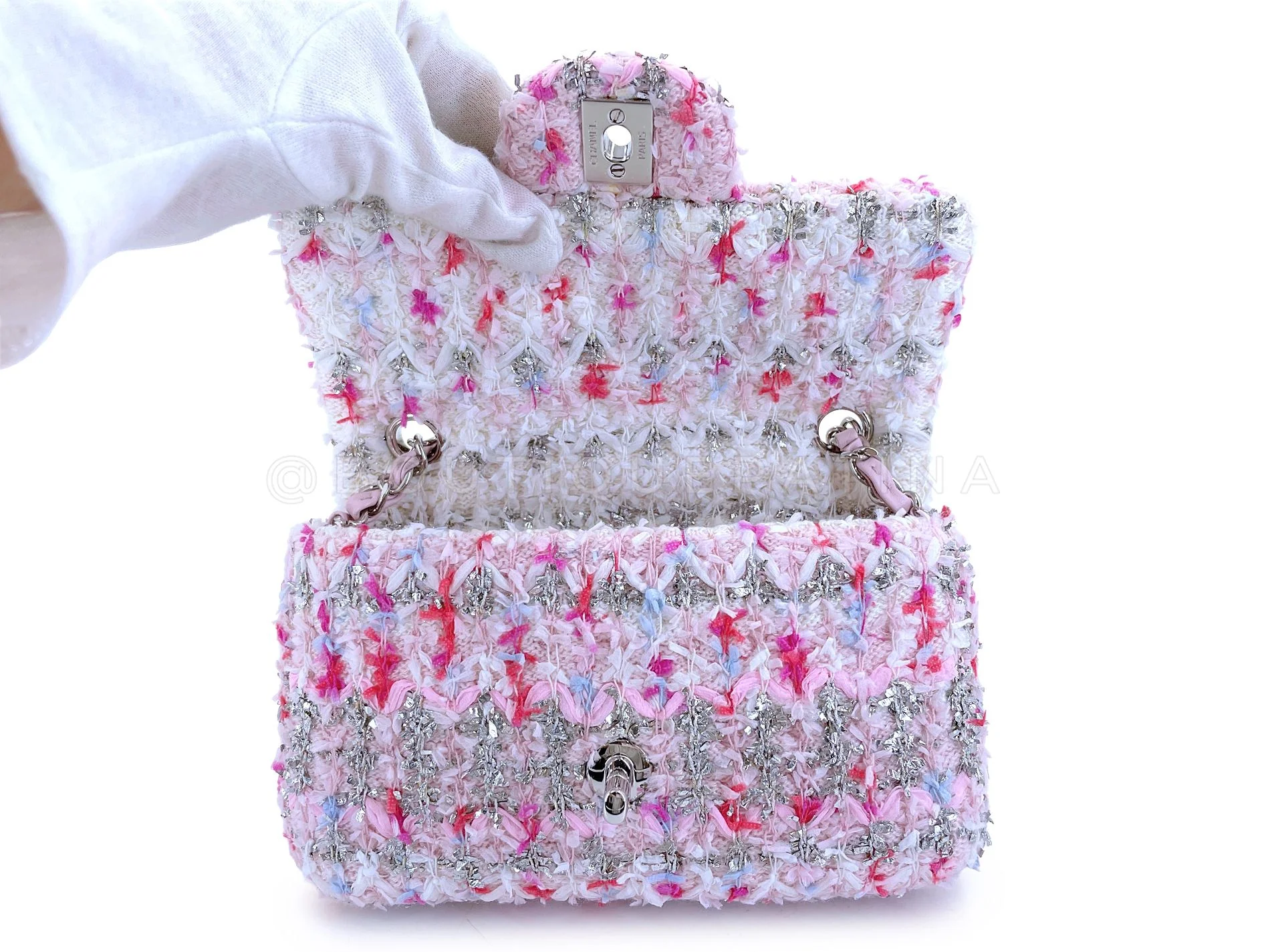 Chanel Rainbow Boucle Tweed Rectangular Mini Flap Bag SHW TBJ - Image 9