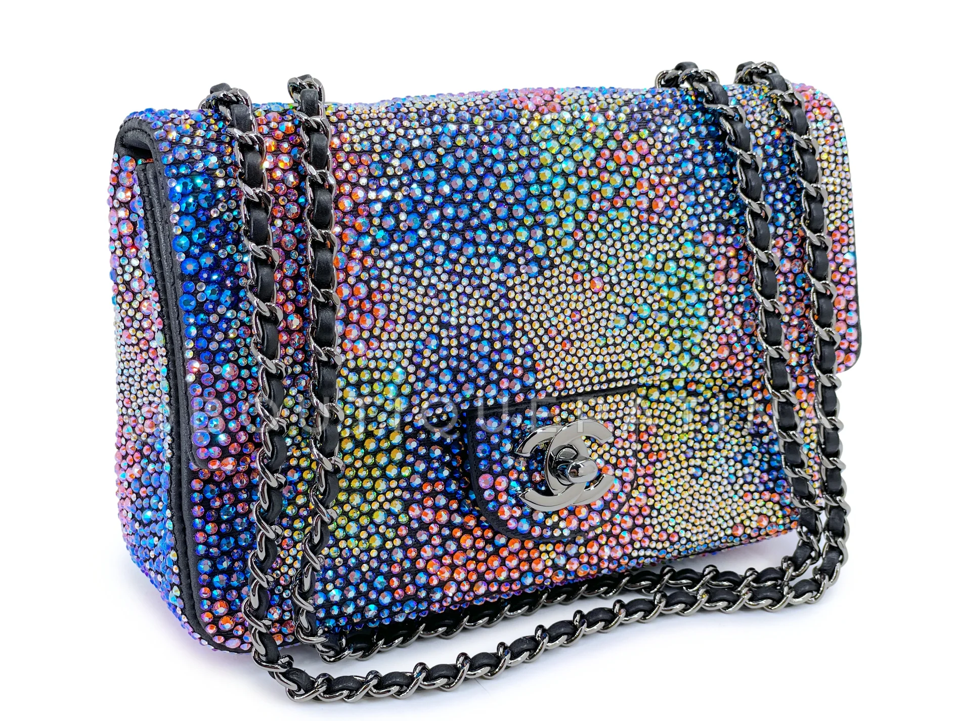 Chanel 22C Rainbow Multicolor Strass Crystal Mermaid Mini Flap Bag RHW IR1 - Image 2