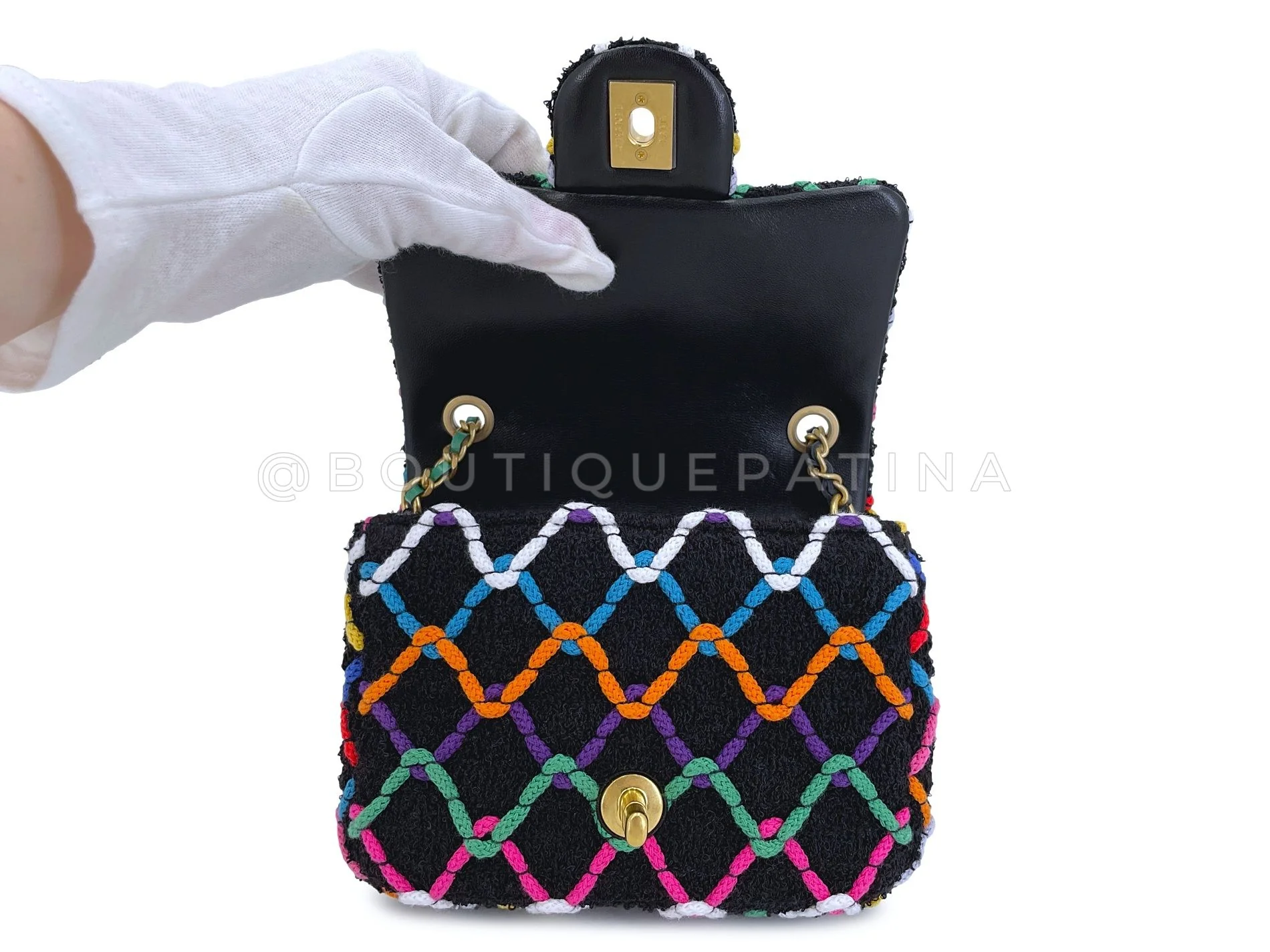 Chanel Rainbow Roped Square Mini Pearl Crush Flap Bag 2022 Z0G - Image 9