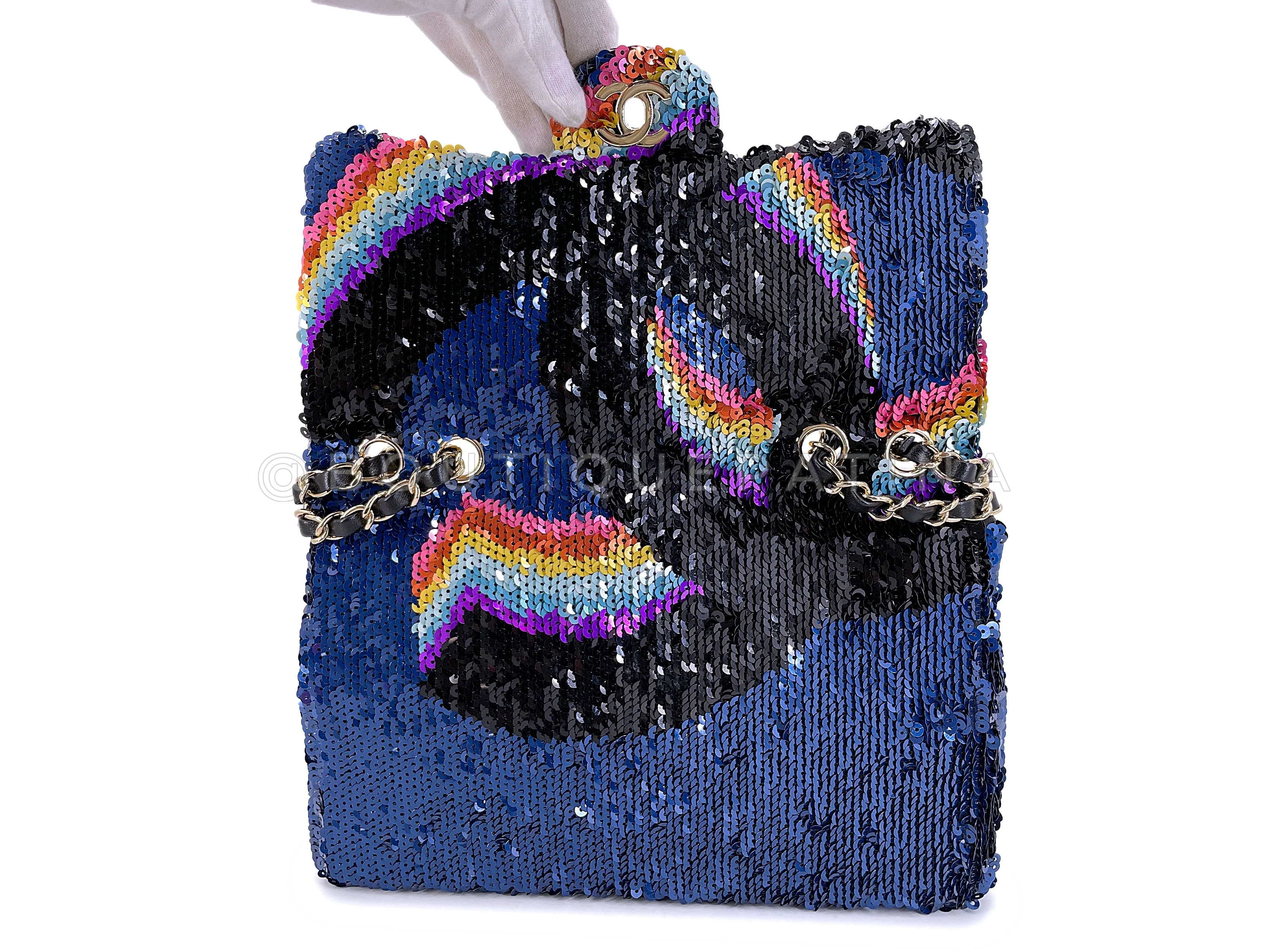 Chanel Rainbow Sequin Flap Bag 21K Medium G6I - Image 10