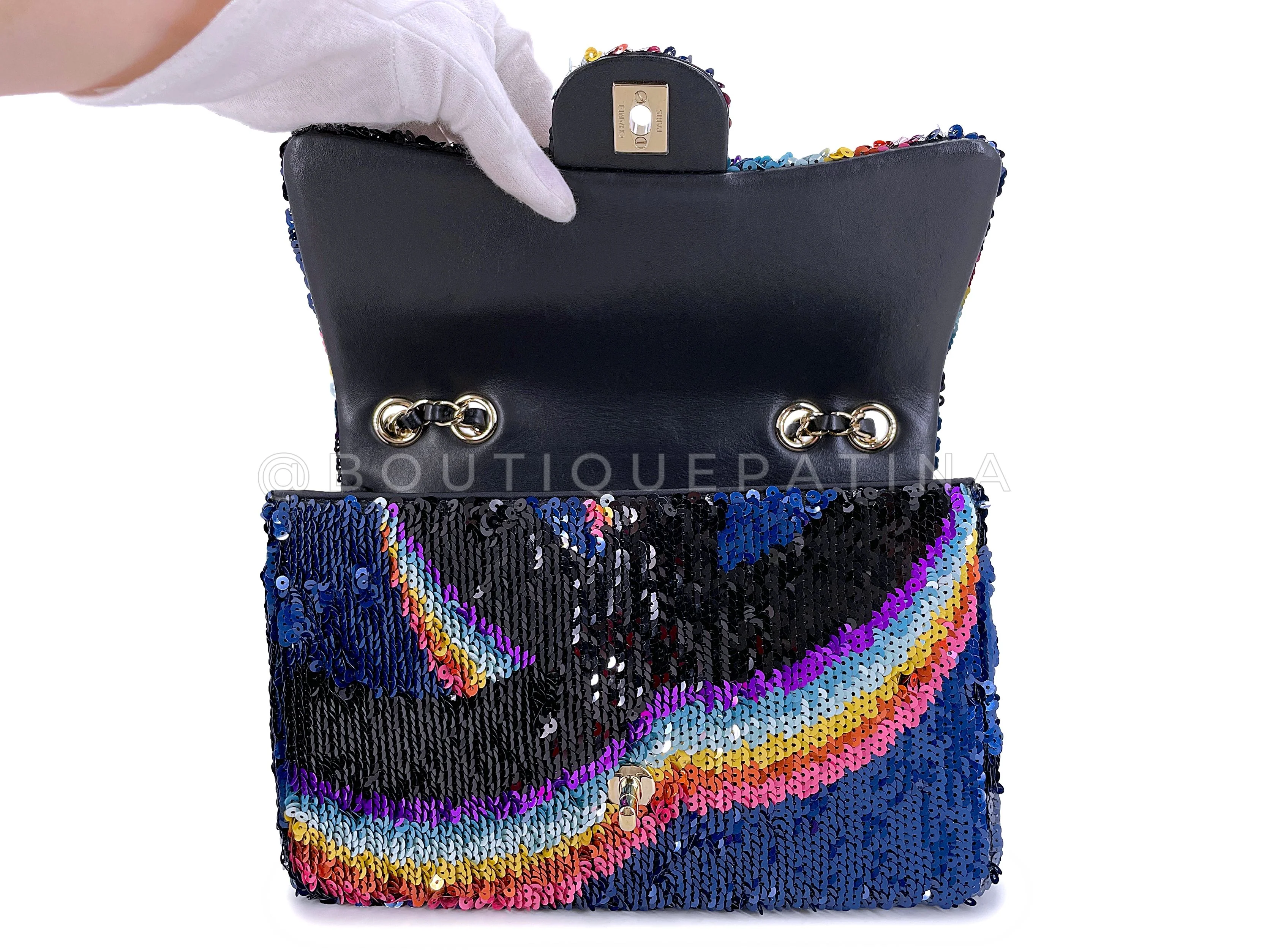 Chanel Rainbow Sequin Flap Bag 21K Medium G6I - Image 9