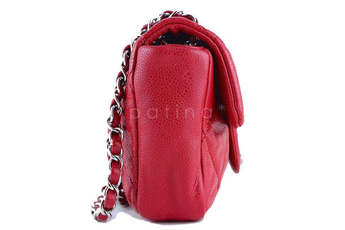 Chanel Red 10in. Soft Caviar Medium Quilted Classic Flap Bag - Image 3