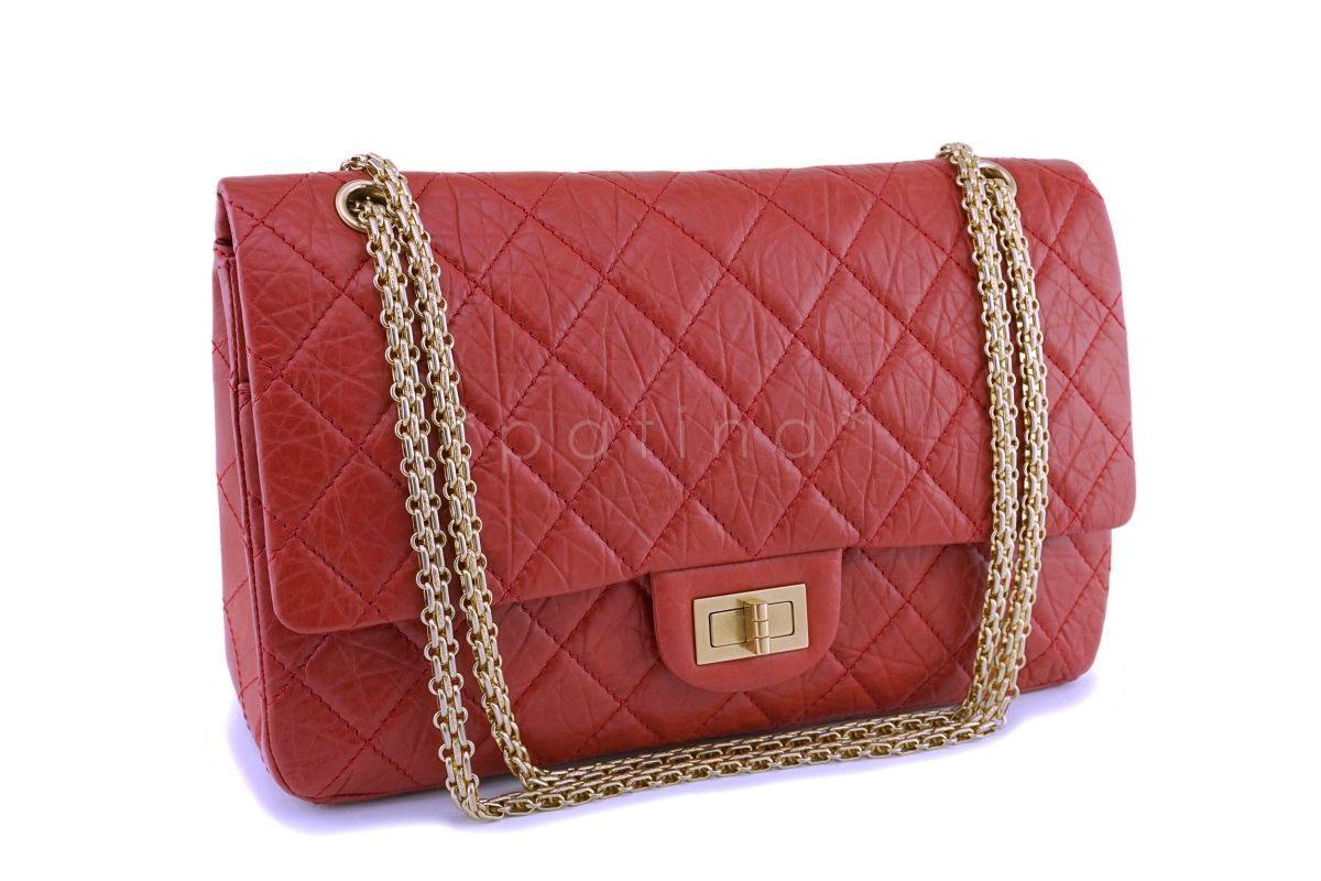 Chanel Red 2.55 Jumbo 227 Classic Double Flap Bag GHW - Image 2