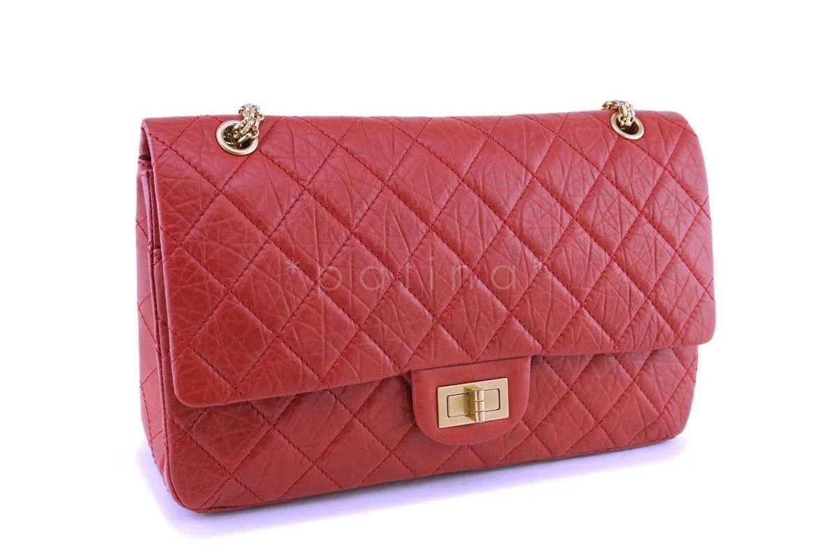 Chanel Red 2.55 Jumbo 227 Classic Double Flap Bag GHW - Image 3