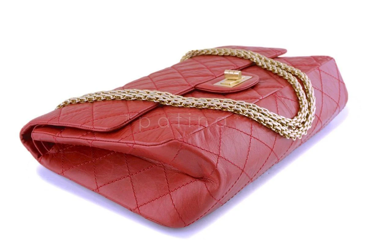 Chanel Red 2.55 Jumbo 227 Classic Double Flap Bag GHW - Image 7