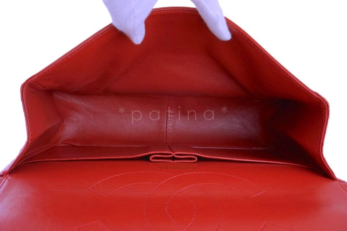 Chanel Red 2.55 Jumbo 227 Classic Double Flap Bag GHW - Image 9
