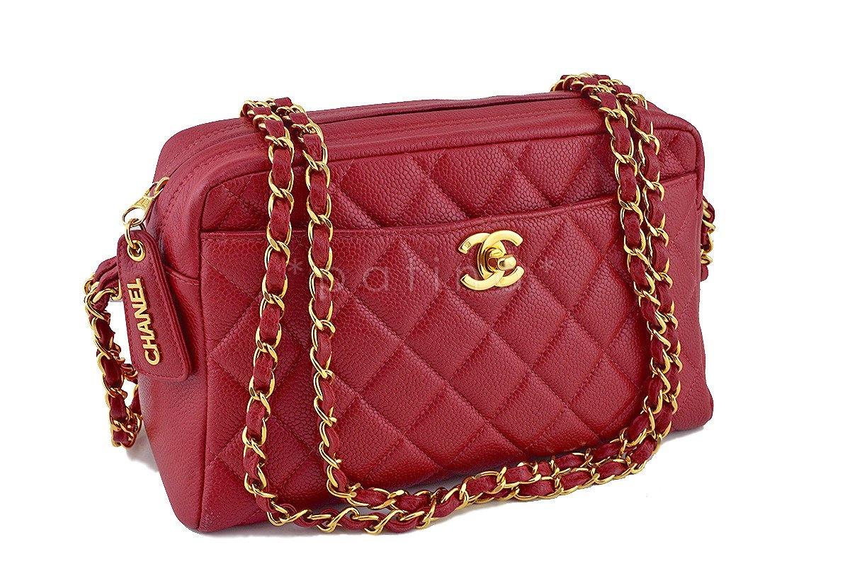 Chanel Red Caviar Classic Camera Case CC Clasp Pocket Bag - Image 2