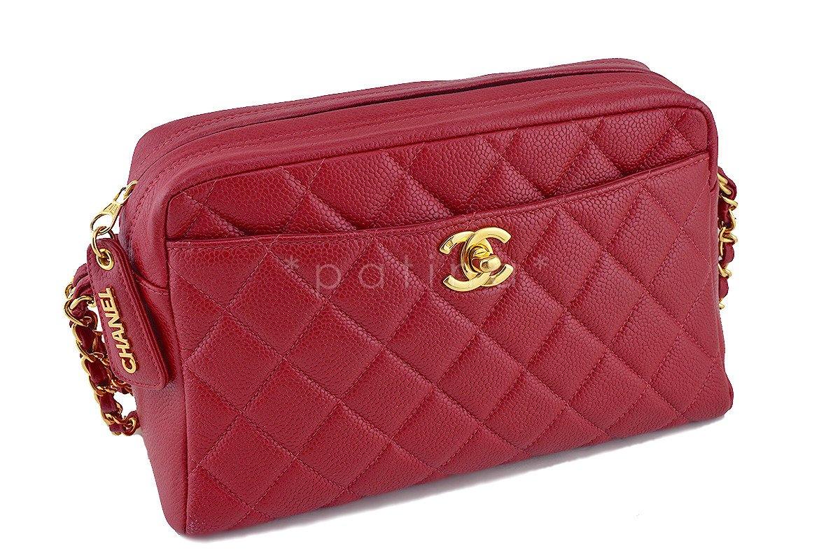 Chanel Red Caviar Classic Camera Case CC Clasp Pocket Bag - Image 3