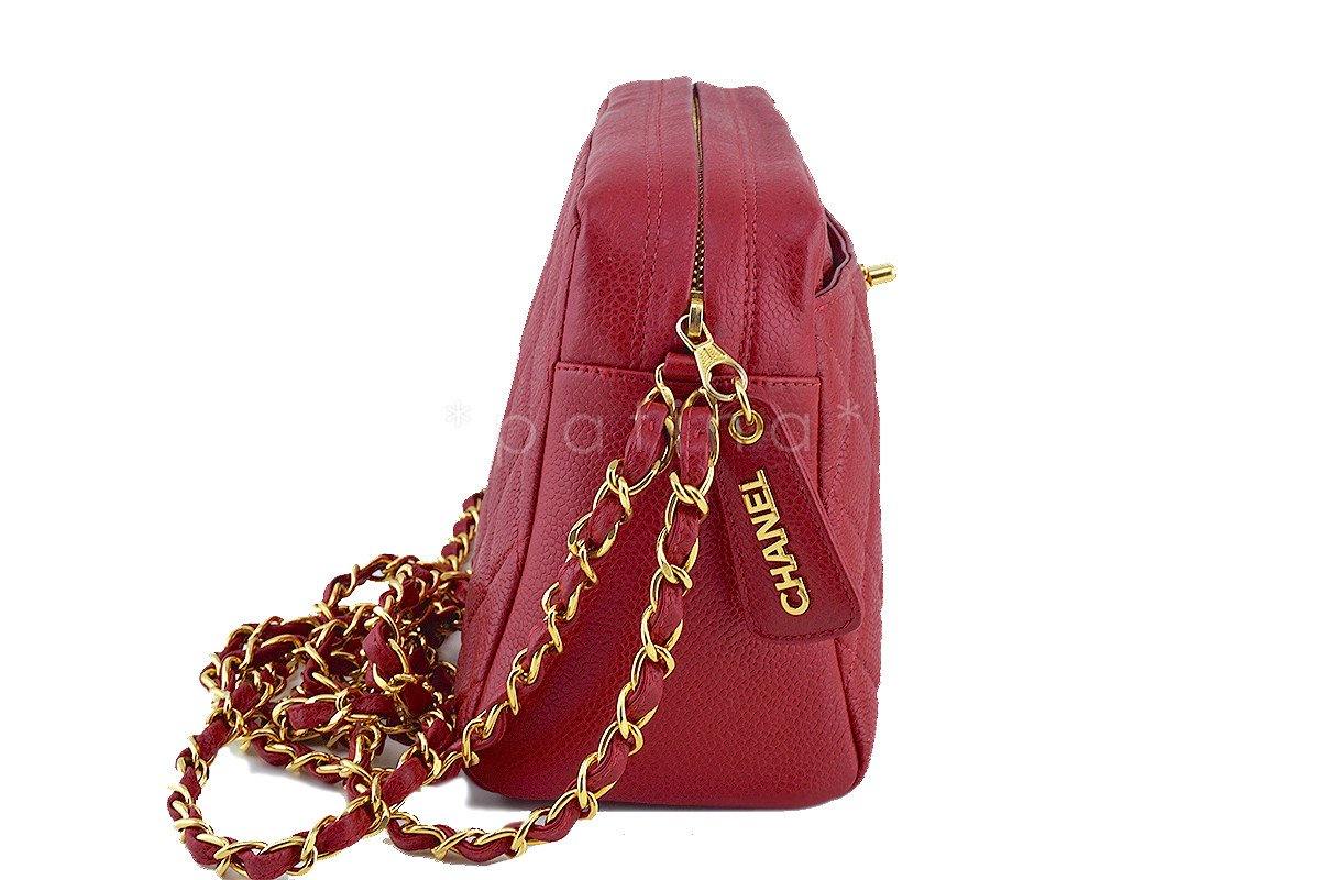 Chanel Red Caviar Classic Camera Case CC Clasp Pocket Bag - Image 4