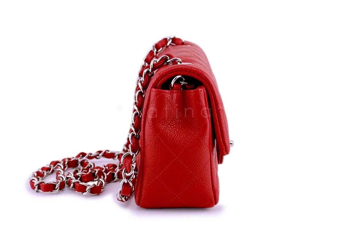 Chanel Red Caviar Classic Quilted Rectangular Mini 2.55 Flap Bag - Image 4