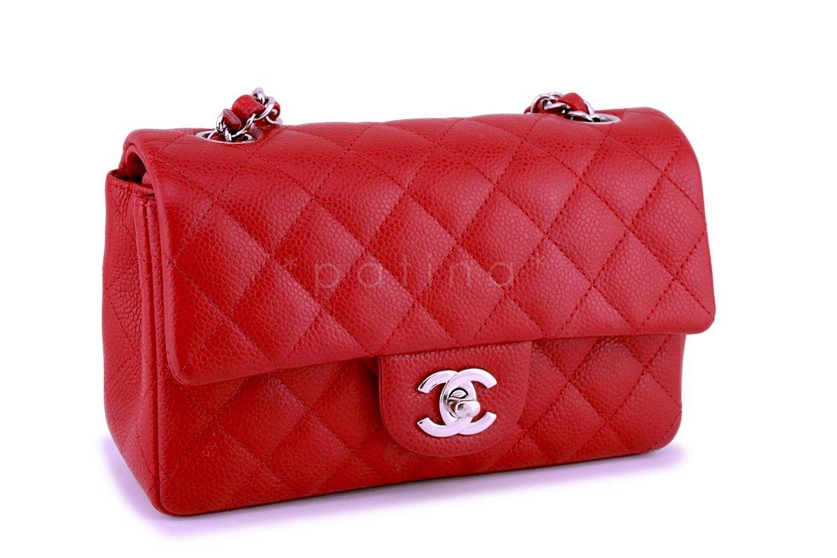 Chanel Red Caviar Classic Quilted Rectangular Mini Flap Bag SHW - Image 3