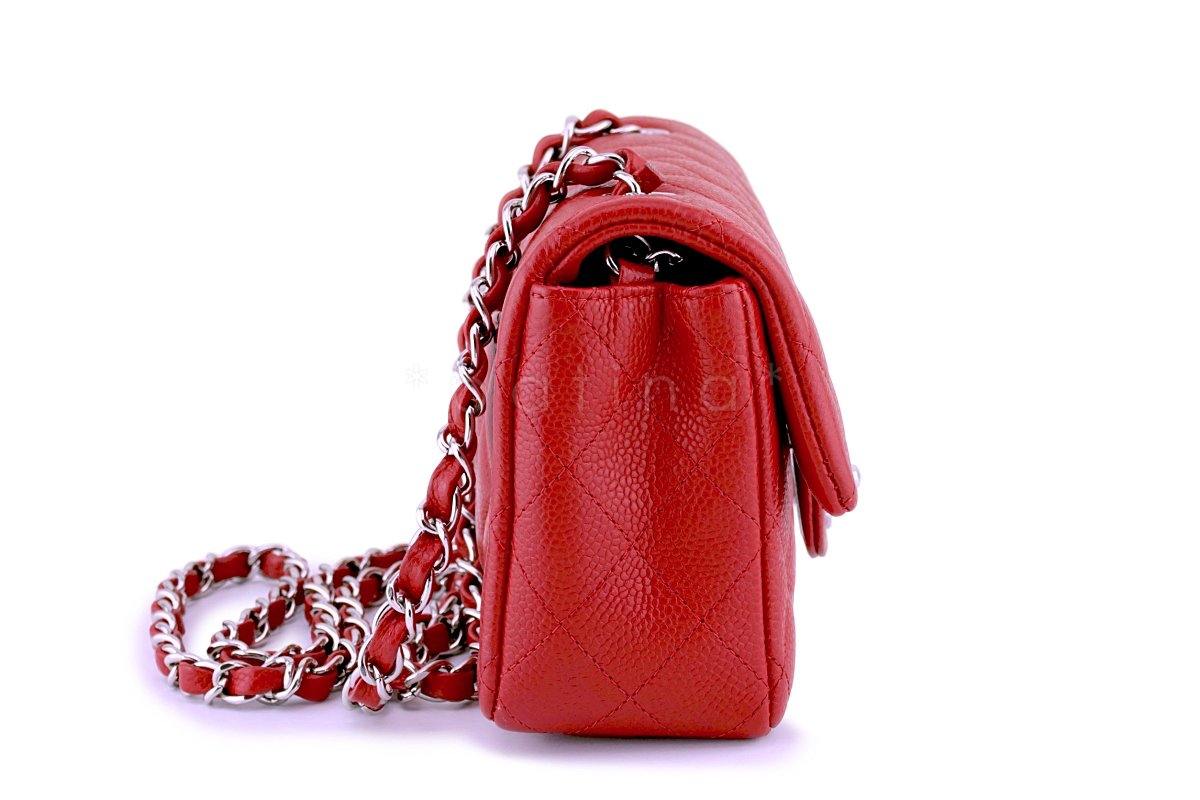 Chanel Red Caviar Classic Quilted Rectangular Mini Flap Bag SHW - Image 4