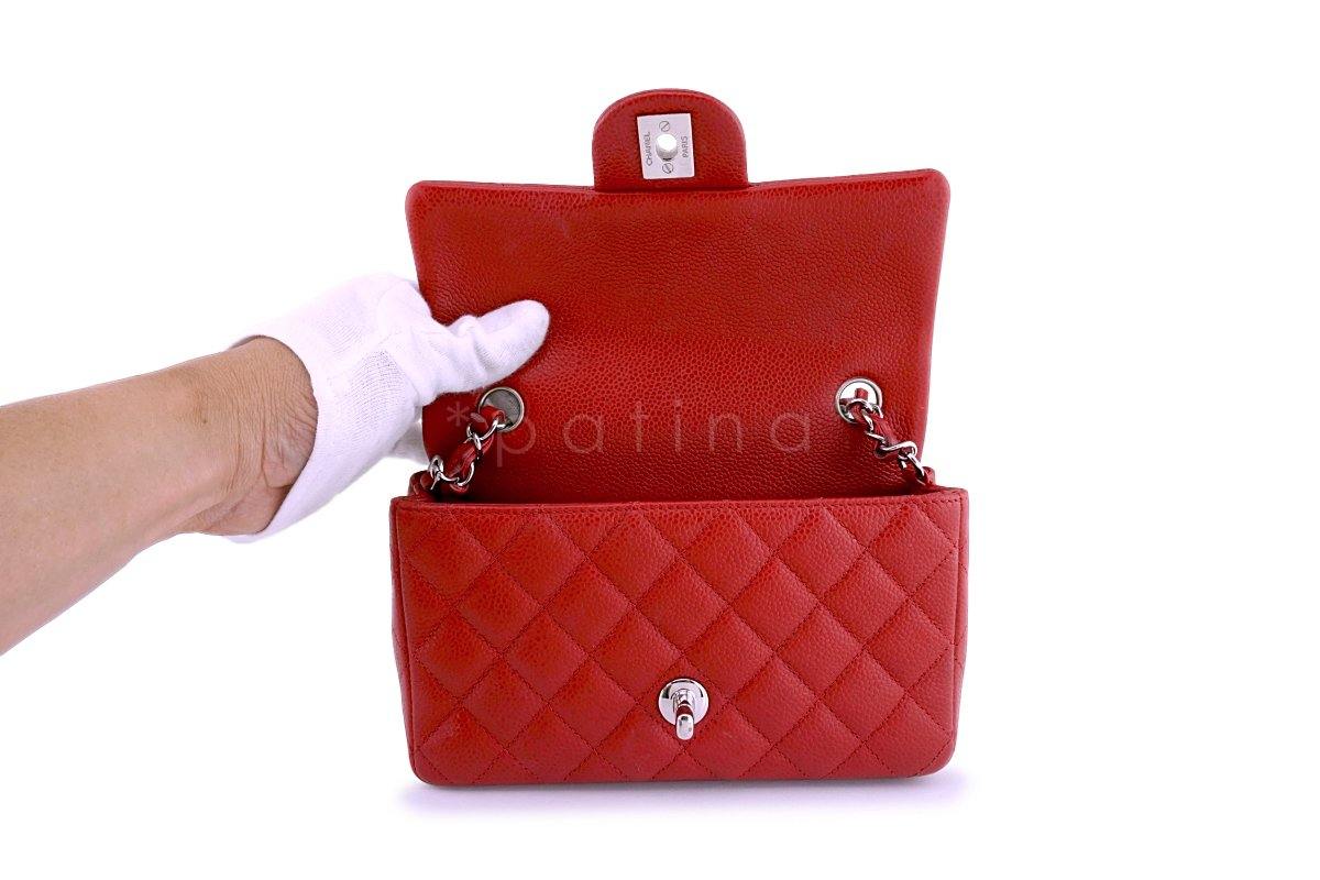 Chanel Red Caviar Classic Quilted Rectangular Mini Flap Bag SHW - Image 9