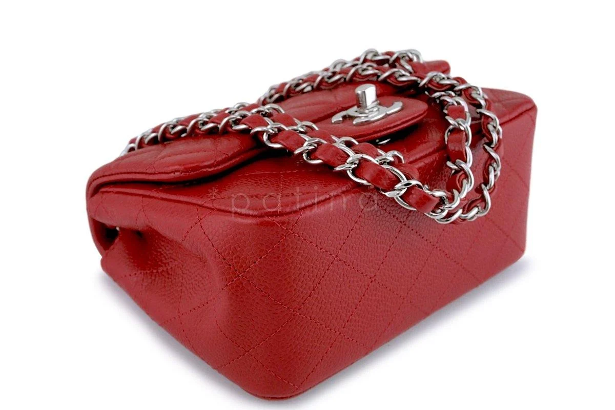 Chanel Red Caviar Classic Quilted Square Mini 2.55 Flap Bag SHW - Image 7