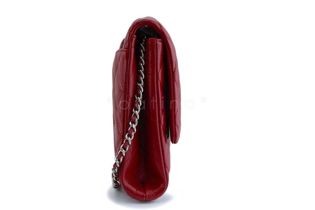 Chanel Red Caviar Classic Timeless Clutch Flap w Chain Bag SHW - Image 3