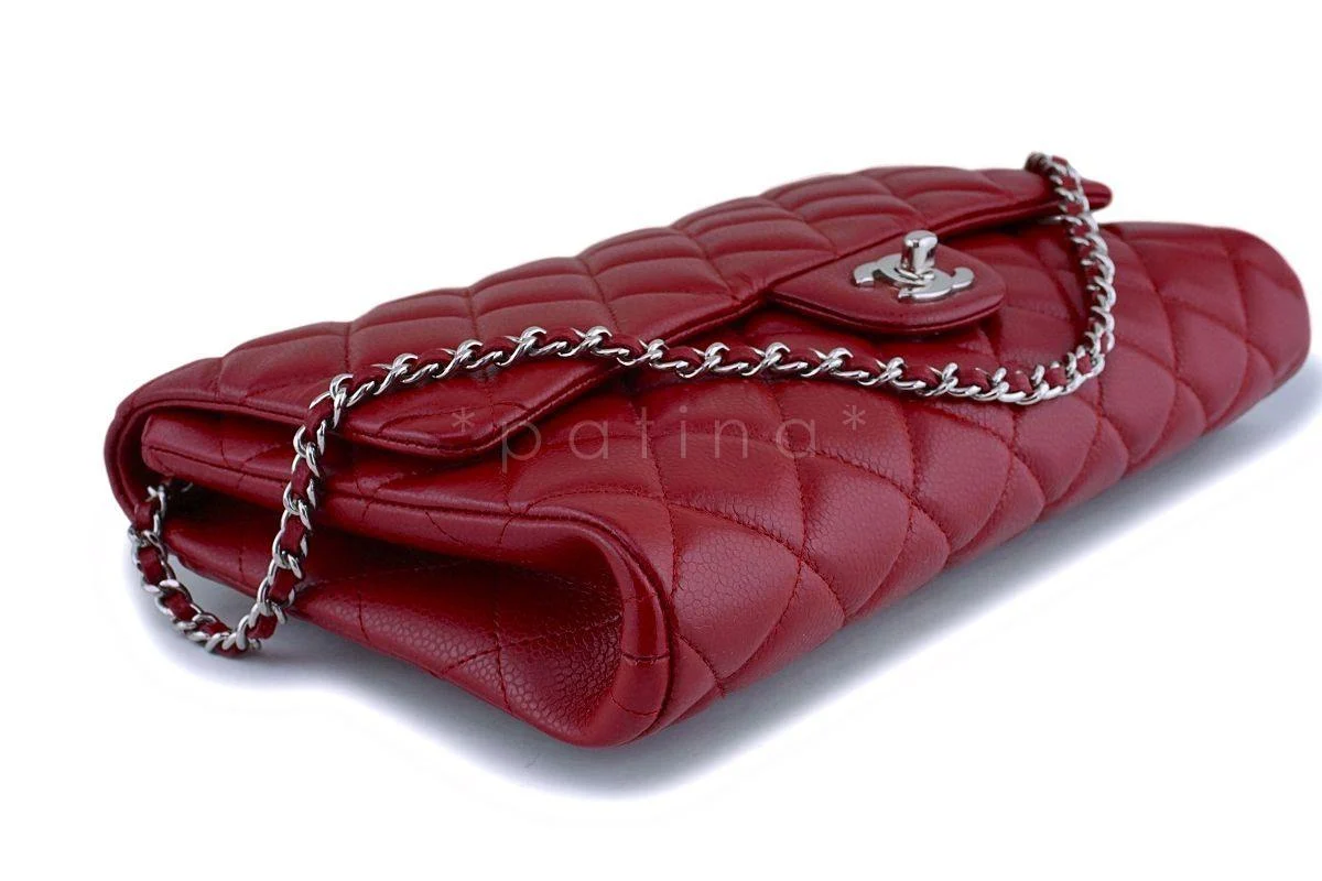 Chanel Red Caviar Classic Timeless Clutch Flap w Chain Bag SHW - Image 5