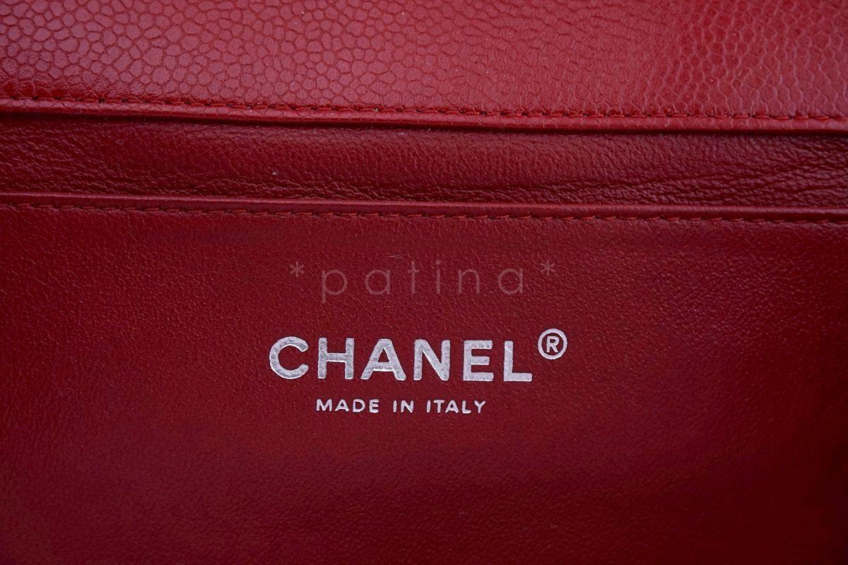 Chanel Red Caviar Classic Timeless Clutch Flap w Chain Bag SHW - Image 9