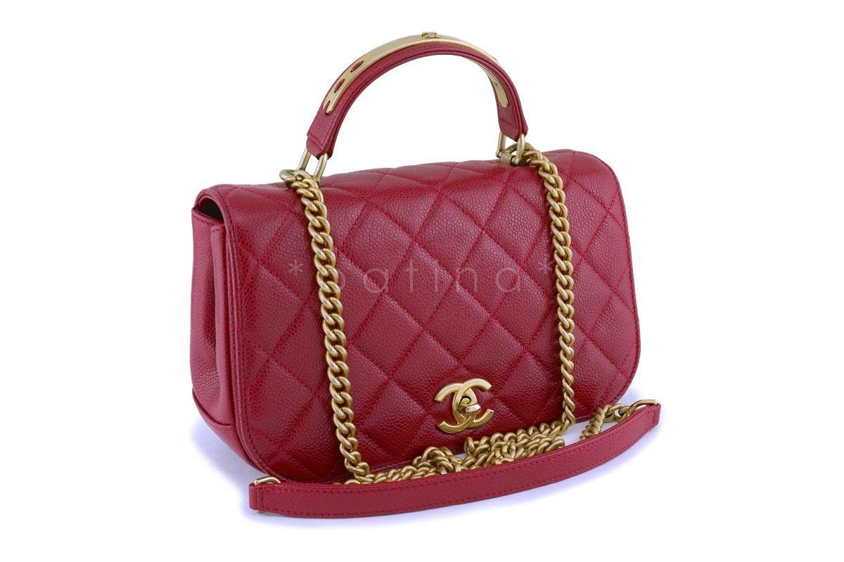 Chanel Red Caviar Classic Top Handle 2-way Shoulder Bag GHW - Image 2