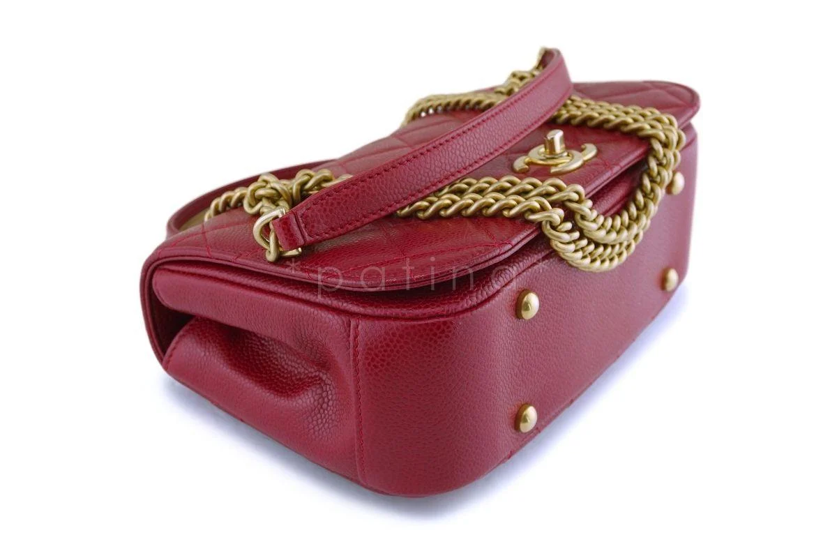 Chanel Red Caviar Classic Top Handle 2-way Shoulder Bag GHW - Image 7