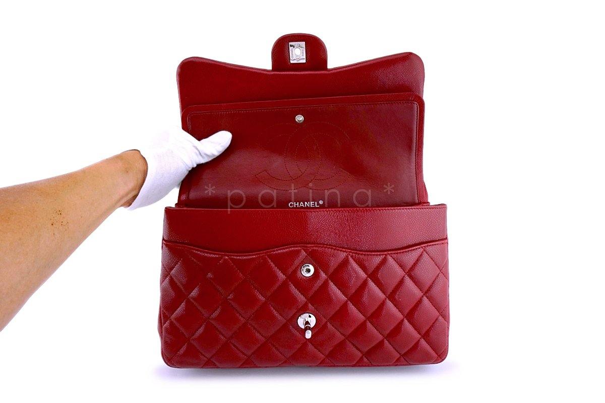 Chanel Red Caviar Jumbo 2.55 Classic Double Flap Bag SHW - Image 9