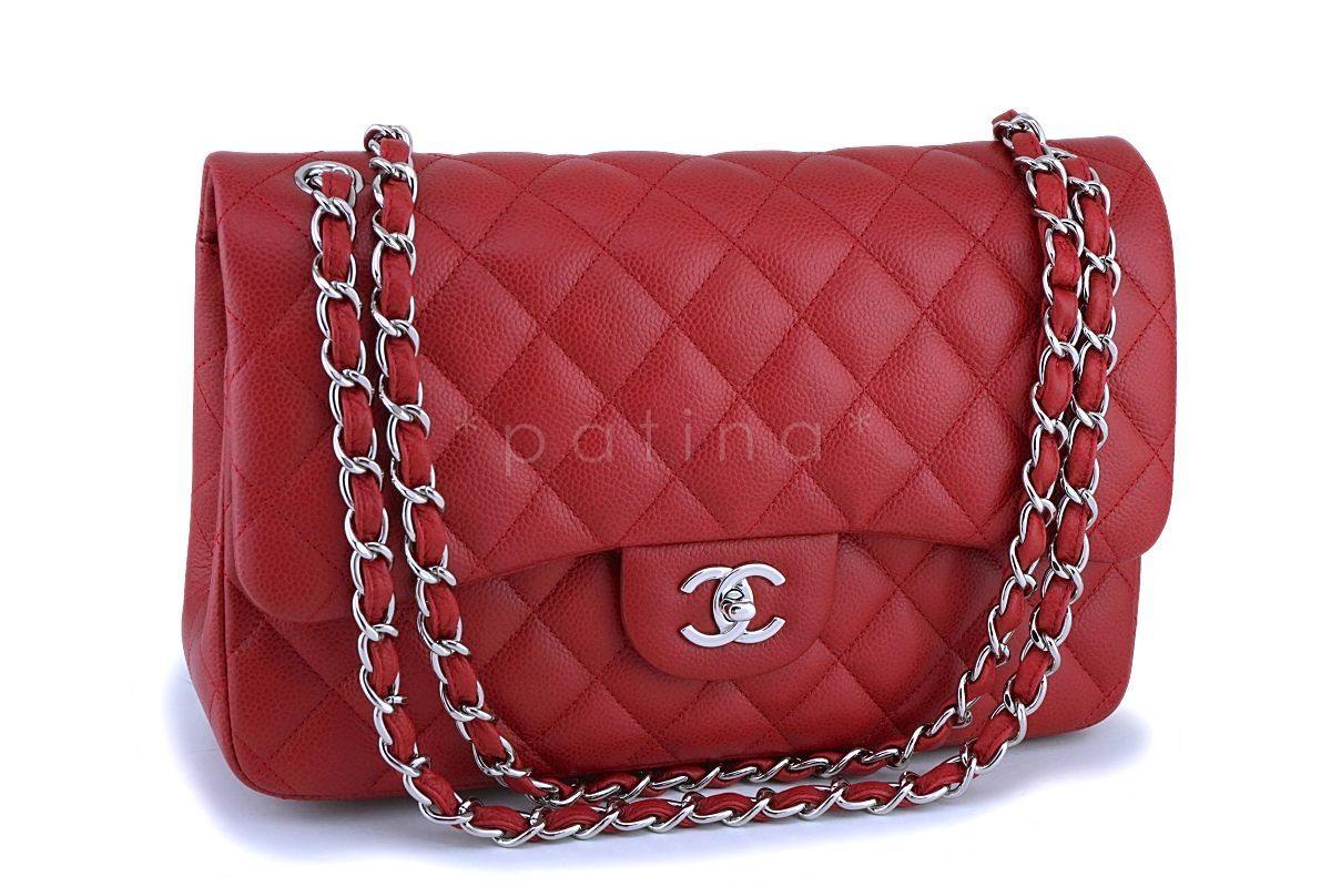 Chanel Red Caviar Jumbo Classic Double Flap Bag SHW - Image 2
