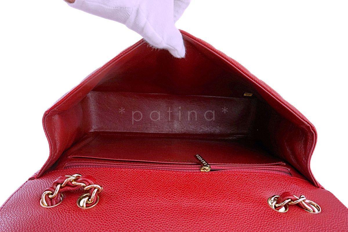 Chanel Red Caviar Jumbo Classic Flap Bag 24k GHW - Image 10