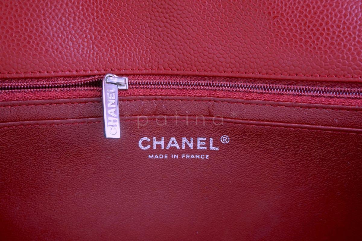 Chanel Red Caviar Jumbo Classic Flap Bag SHW - Image 11