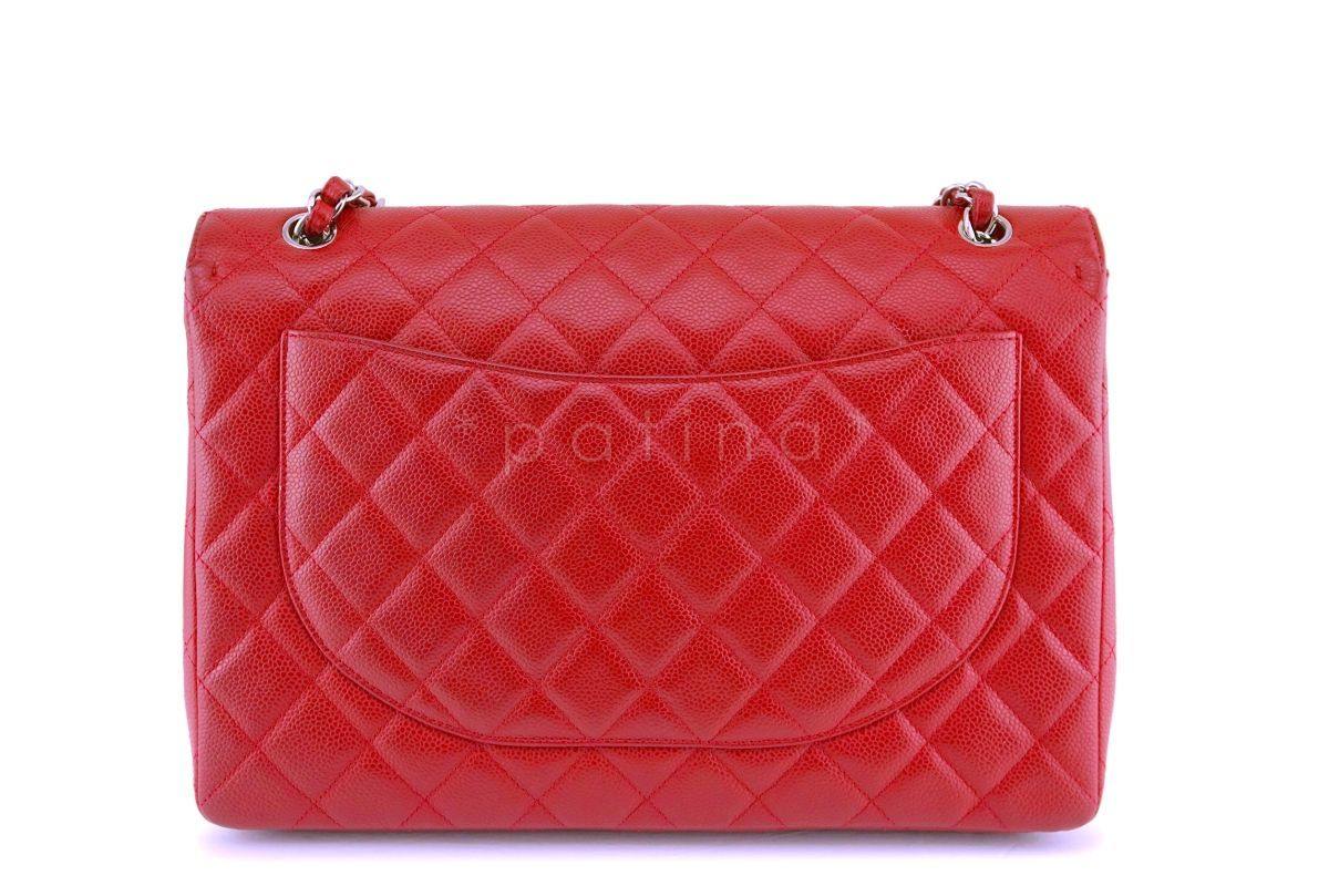 Chanel Red Caviar Maxi Classic Flap Bag SHW - Image 5