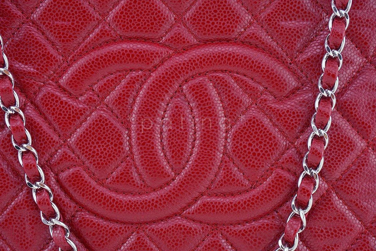 Chanel Red Caviar Quilted Framed Grand Shopping Tote GST Bag - Image 8