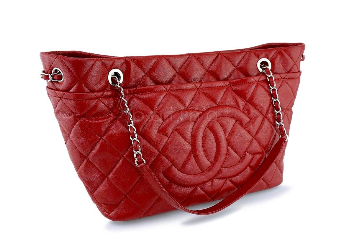 Chanel Red Caviar Quilted Timeless Tote GST Grand Shopping Bag - Image 2
