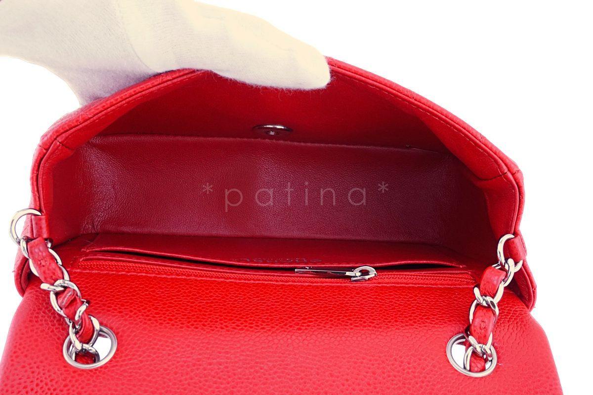 Chanel Red Caviar Rectangular Mini Classic Flap Bag SHW - Image 11