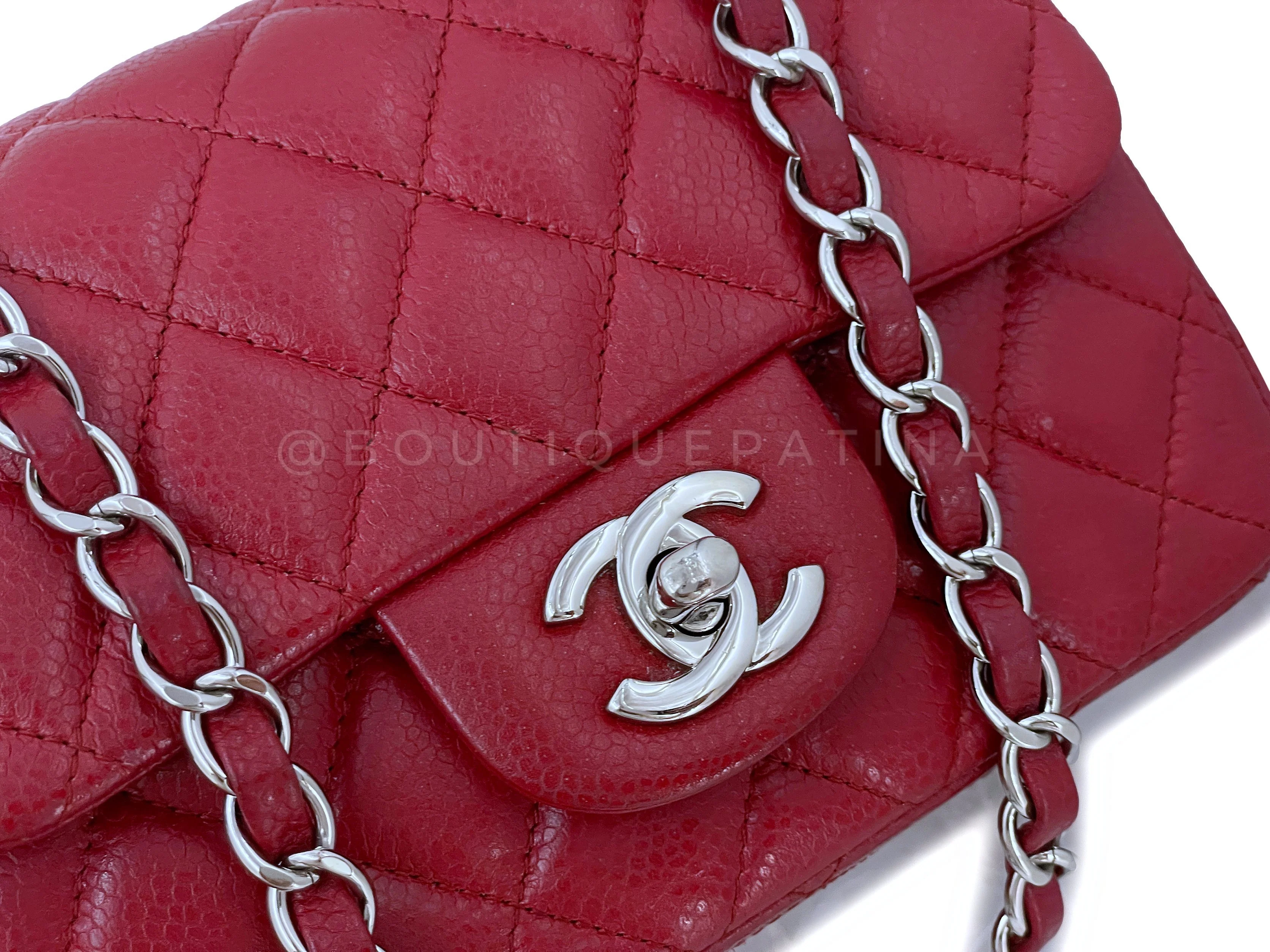 Chanel Red Caviar Square Mini Flap Bag SHW - Image 8